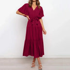 Irina Maxi Dress with a Deep V-neck for Women Chic Boutique Style