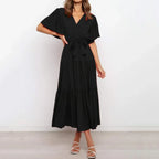 Irina Maxi Dress with a Deep V-neck for Women Chic Boutique Style