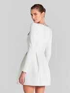 Sexy Long Sleeves Square Collar Crystal A-Line Slim Dress Elegant Party Dress