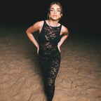 DressBetty - 2024 Sexy Mesh See Through Slim Maxi Lace Dress