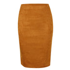 High Waist Suede Midi Pencil Skirt