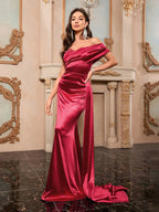 Sexy One Shoulder Draped Maxi Strapless Backless Elegant Party Dress