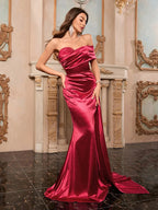 Sexy One Shoulder Draped Maxi Strapless Backless Elegant Party Dress