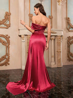 Sexy One Shoulder Draped Maxi Strapless Backless Elegant Party Dress
