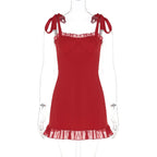 Ruffle Mini Bodycon Pleated Red Party Dress