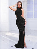 Cut-Out Sequined Party Dress