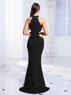 Cut-Out Sequined Party Dress