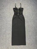 Sexy Spaghetti Strap Hollow Out Bandage Black Green Sleeveless Party Dress