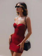 Sexy Bright Silk Lace-up Mini Party Dress