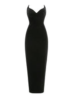 Sexy Strapless V Neck Velvet Maxi Dress Women Burgundy Black Party Dress