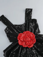Sexy Straps 3D Flower Shiny Sequins Folds Long Cutout Slim Party Dress