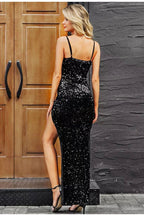DressBetty - Sexy V-neck Sequined Long Dress