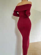 Knitted Spring Elegant Solid Chic Evening Bodycon Dress