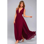 Sexy Backless Mesh Maxi Red Party Dress