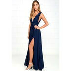 Sexy Backless Mesh Maxi Red Party Dress