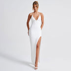 Backless Slit Sling Dress Product Pleated Slim Fit Wear