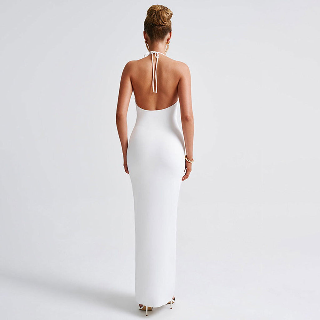 Backless Slit Sling Dress Product Pleated Slim Fit Wear