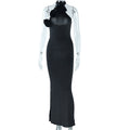 Halter Dress Solid Color Sleeveless Stitched Backless Asymmetric