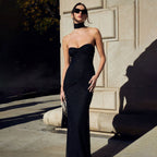 High End Slim Fit Tube Top Backless Stitching Fishtail Dress Long