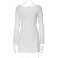 Street Shooting Solid Color Minimalist Long Sleeve Big Backless Tied Dress