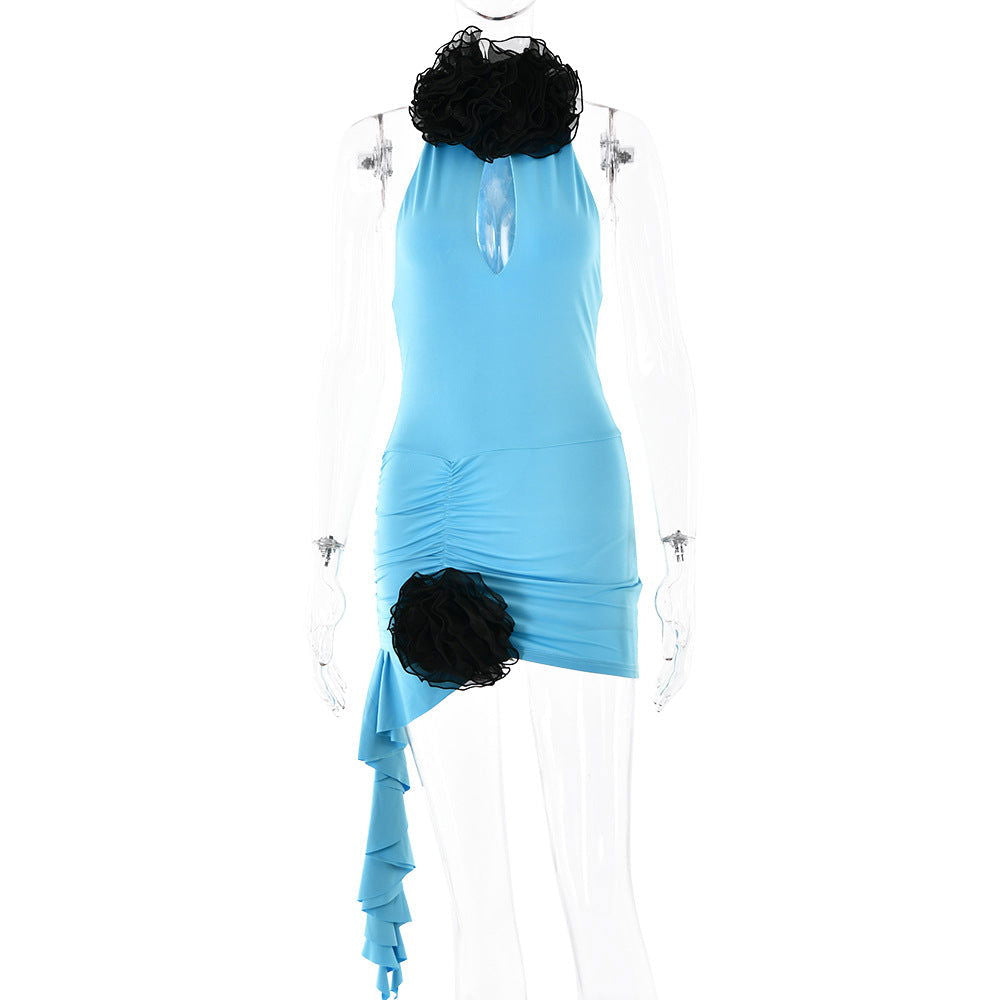 V neck Halter TightTemperamental All Match Backless Dress