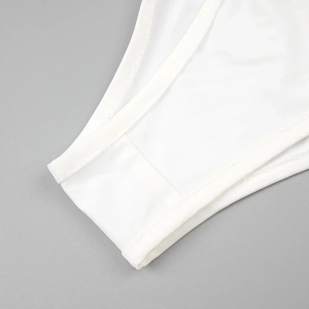 Strapless Mesh White A Line Maxi Long Dress