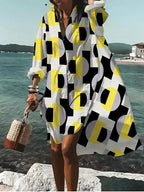 Tamar Aesthetic Wide, Colorful Dress with Summery Patterns Evening Wear Edit