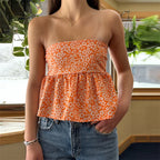 Floral Print OffShoulder Strapless