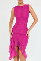 Ruffle Ruched Midi Dress