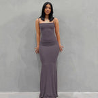 Satin Backless Bodycon Maxi Slip Dress