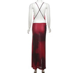 Backless Split Red Summer Beach Vacation Dresses