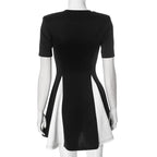 Contrast Patchwork Short Sleeve Mini Dress