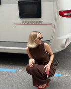 Women's Sleeveless Turtleneck Maxi Dress