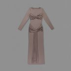 O - neck Long Sleeve Robe fashion Maxi Dress