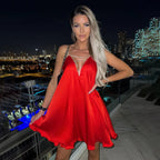 Diamond Strap Satin Orange Mini Dress