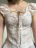 Prairie Chic Floral Print Women’s Blouse Crop Top