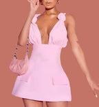 V - Neck Bodycon Mini Dress