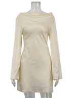 Elegant Backless Lace - Up Satin Party Mini Dress
