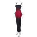 Strapless Black - Red Gradient Long Dress