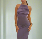 Ruched Halter Maxi Dress