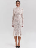 Lace Half High Neck Fishtail Dress