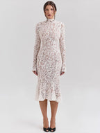 Lace Half High Neck Fishtail Dress
