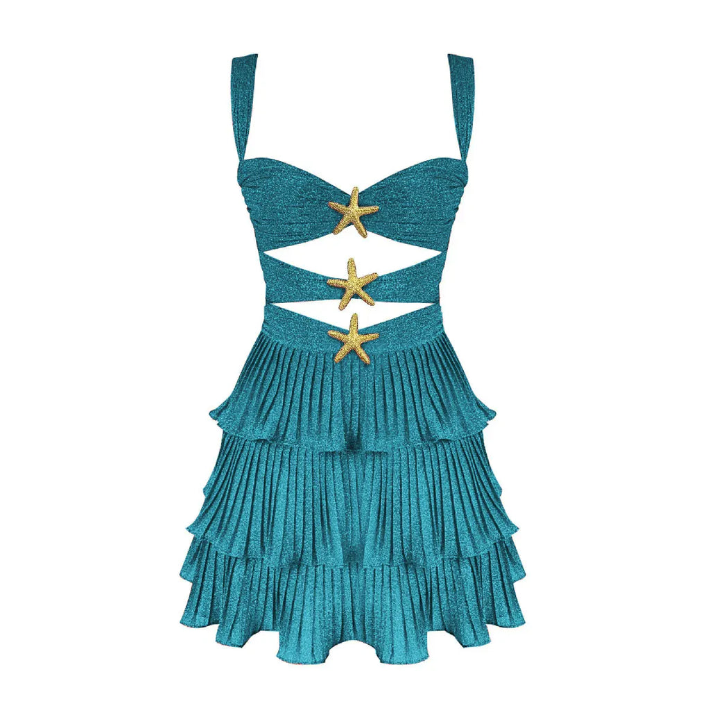 Cover Up Skirt Geometry Printed Two - Piece Beach Dress