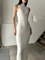 Women's Sleeveless Turtleneck Maxi Dress