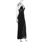 Deep V Halter Backless Maxi Party Dress Women