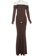 Off The Shoulder Pleated Full Sleeve Dress