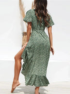 Claire Luxe Women's Long Summer Floral Chiffon Dress Premium Wardrobe Essential