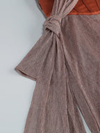 One Shoulder Draped Glitter Brown Maxi Dress
