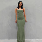 Satin Backless Bodycon Maxi Slip Dress