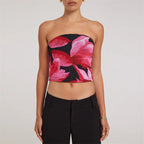 Floral Print OffShoulder Strapless
